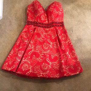 Red lace cocktail dress